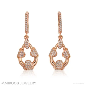 עגילים מעוצבים זהב אדום