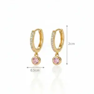 עגילי זירקונים ורודים