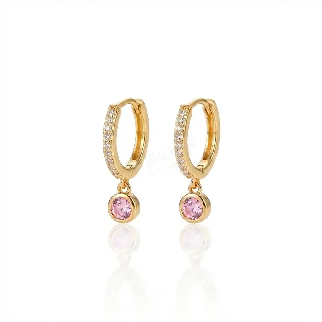 עגילי זירקונים ורודים