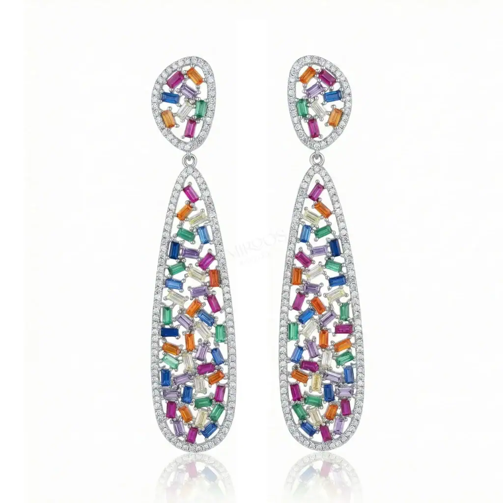 עגילי כסף צבעוניים