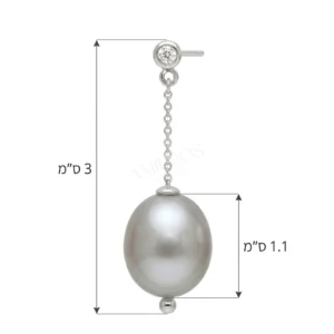עגילי כסף תלויים עם פנינה